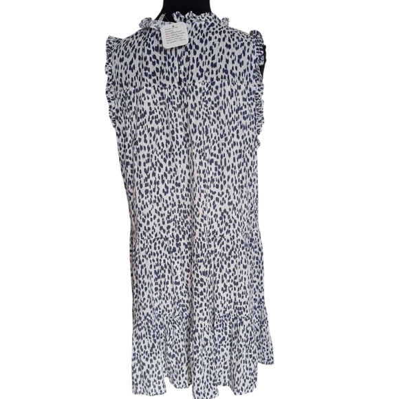 Sleeveless Blue and White Leopard Print Dress Size Large - Picture 2 of 4